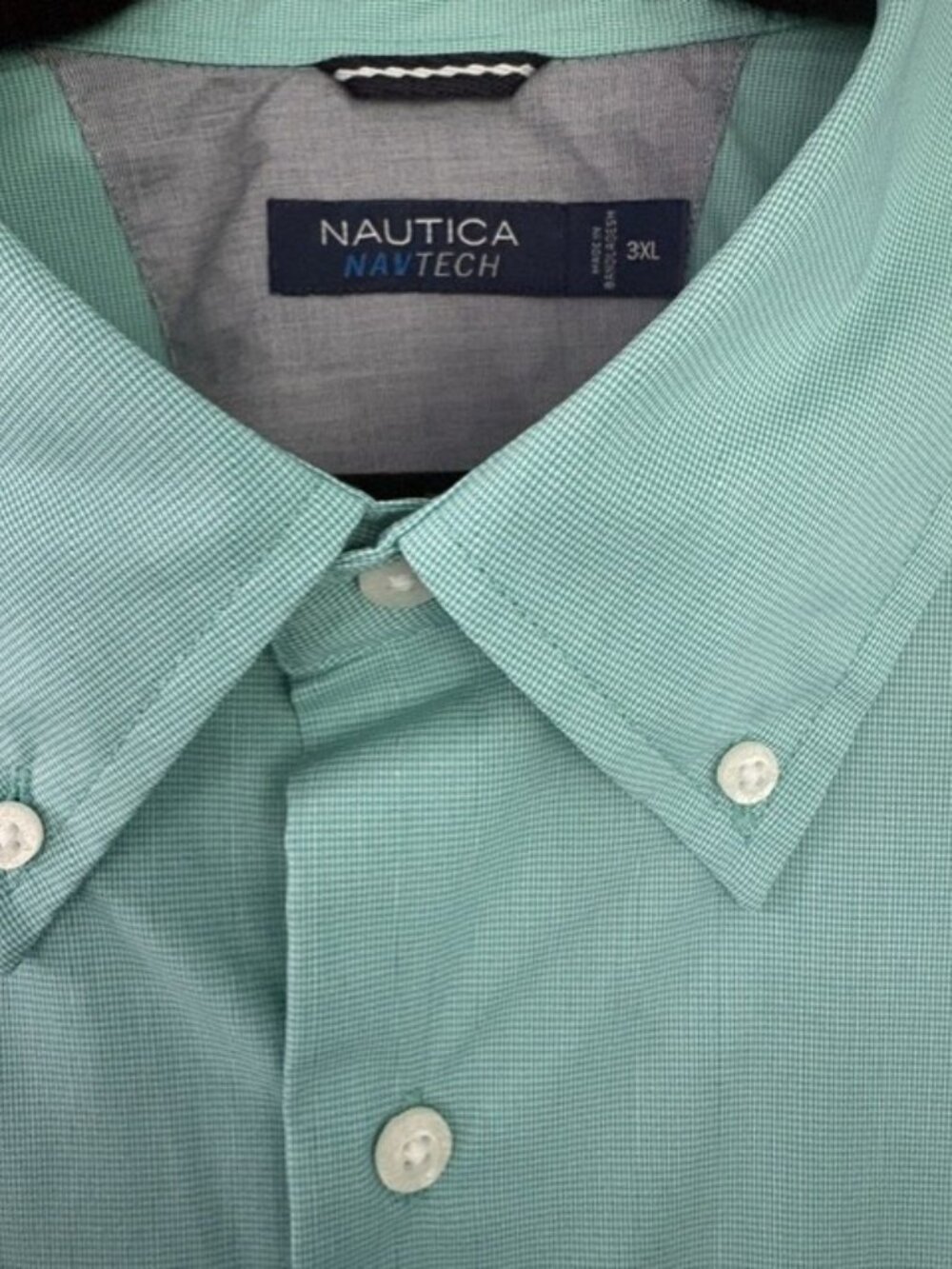 NAUTICA Aqua Blue/Green Short Sleeve Button Down Dress Shirt Men's Size 3XL NWT